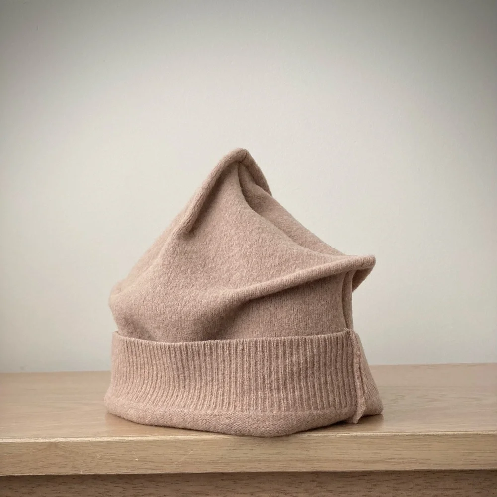 joodito origami crown 100% wool sweater cloche hat beanie bucket cap beige tan - Picture 8 of 10